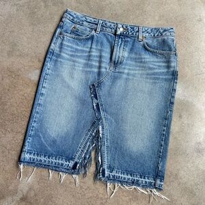 Y2K Lucky Brand Frayed Hem Denim Skirt
